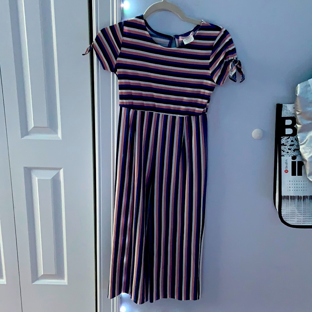 Black pink white blue romper